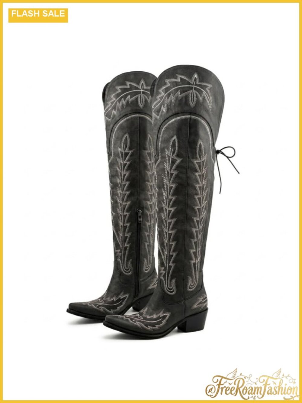 Atuelang Cowgirl Boots Faux Leather Wide Calf Over The Knee